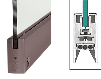 C.R. Laurence CRL Duranodic Bronze 35-3/4&quot; Single Door Rail Square Style with Lock for 3/4&quot; Glass | DR4SDU34SL