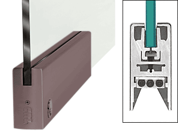 C.R. Laurence CRL Duranodic Bronze 9-1/2&quot; Door Rail Squared Style for 3/8&quot; Glass With Lock | DR4SDU38PL