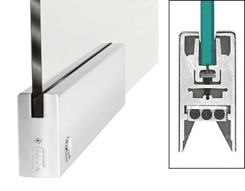 C.R. Laurence CRL Polished Stainless 9-1/2&quot; Door Rail Squared Style for 3/8&quot; Glass With Lock | DR4SPS38PL