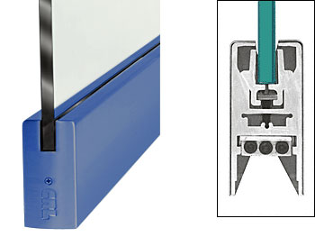 C.R. Laurence CRL Painted 4&quot; Square Door Rail Without Lock for 3/8&quot; Glass - Custom Length | DR4SPT38C