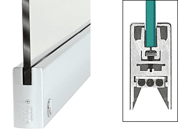 C.R. Laurence CRL Satin Anodized 4&quot; Custom Length Square Style Door Rail with Lock for 1/2&quot; Glass | DR4SSA12CL