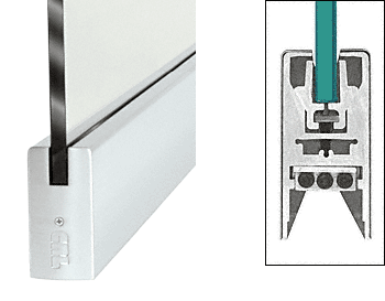C.R. Laurence CRL Satin Anodized 4&quot; Square Style Door Rail without Lock for 3/4&quot; Glass - Custom Length | DR4SSA34C