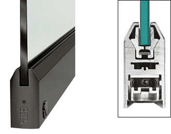 C.R. Laurence CRL Black 4&quot; Tapered Style Door Rail with Lock for 3/8&quot; Glass - Custom Length | DR4TBL38CL