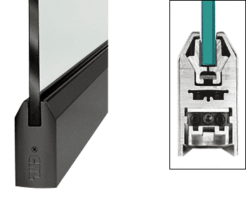 C.R. Laurence CRL Black 4&quot; Tapered Style Door Rail without Lock for 3/8&quot; Glass - Custom Length | DR4TBL38C