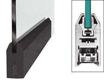 C.R. Laurence CRL Black 9-1/2&quot; Door Rail Tapered Style for 1/2&quot; Glass Without Lock | DR4TBL12P