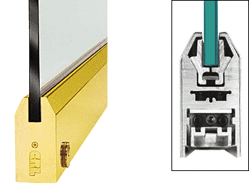 C.R. Laurence CRL Polished Brass 4&quot; Tapered Door Rail With Lock for 3/8&quot; Glass - 35-3/4&quot; Length | DR4TPB38SL