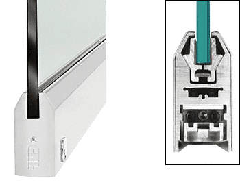 C.R. Laurence CRL Satin Anodized 4&quot; Tapered Door Rail With Lock for 3/8&quot; Glass - 35-3/4&quot; Length | DR4TSA38SL