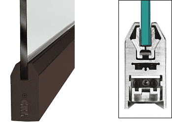 C.R. Laurence CRL Dark Bronze 4&quot; Tapered Door Rail Without Lock for 3/8&quot; Glass - 35-3/4&quot; Length | DR4TDU38S