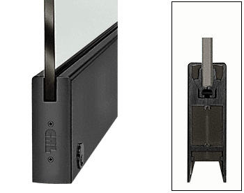 C.R. Laurence CRL Black Anodized 6&quot; Square Door Rail With Lock - 35-3/4&quot; Length for 3/4&quot; Glass | DR6SBL34SL