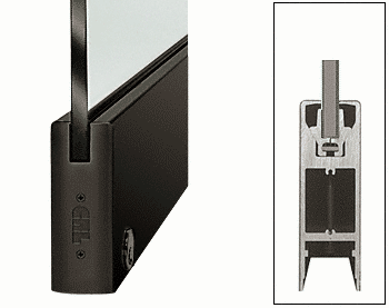 C.R. Laurence CRL Black 35-3/4&quot; Single Door Rail 6&quot; Square Style with Lock - for 3/8&quot; Glass | DR6SBL38SL