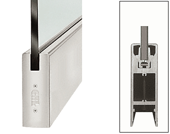 C.R. Laurence CRL Brushed Stainless 6&quot; Square Door Rail Without Lock for 3/4&quot; Glass - 35-3/4&quot; Length | DR6SBS34S