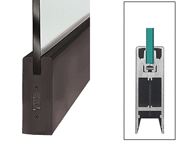 C.R. Laurence CRL Dark Bronze 35-3/4&quot; Single Door Rail 6&quot; Square Style without Lock- For 1/2&quot; Glass | DR6SDU12S