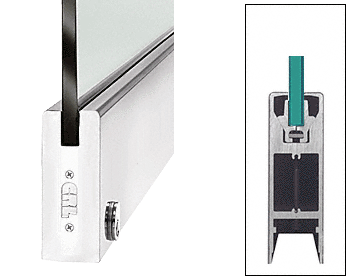 C.R. Laurence CRL Polished Stainless 6&quot; Custom Length Square Style Door Rail with Lock for 3/8&quot; Glass | DR6SPS38CL