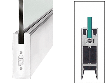 C.R. Laurence CRL Polished Stainless 6&quot; Square Door Rail Without Lock for 3/4&quot; Glass - 35-3/4&quot; Length | DR6SPS34S