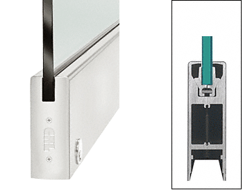 C.R. Laurence CRL Satin Anodized 6&quot; Square Door Rail With Lock - 35-3/4&quot; Length for 3/4&quot; Glass | DR6SSA34SL