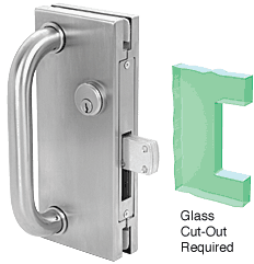 C.R. Laurence CRL 4&quot;x10&quot; Non-Handed Brushed Stainless Custom Center Lock with Deadthrow Latch | DT410BSC