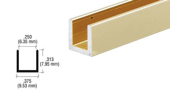 C.R. Laurence CRL Brite Gold Anodized 1/4&quot; Aluminum &quot;U&quot; Channel - 12 ft Long | DV746BGA