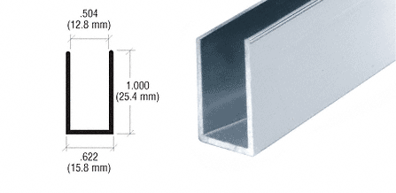 C.R. Laurence CRL Satin Anodized 1/2&quot; Aluminum &quot;U&quot; Channel - 12 ft long | DV750A