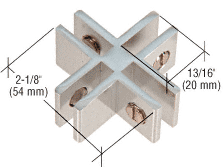 CRL Chrome Anodized Aluminum Four-Way 90 Degree Glass Connector | E414A
