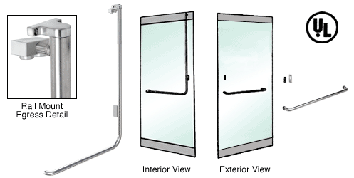 C.R. Laurence CRL Polished Stainless Right Hand Double Swing Rail Mount Retainer Plate &quot;A&quot; Exterior Top Securing Electronic Egress Control Handle | EG100A1RPPS