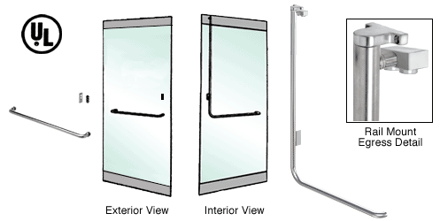 C.R. Laurence CRL Polished Stainless Left Hand Double Swing Rail Mount Retainer Plate &quot;A&quot; Exterior Top Securing Electronic Egress Control Handle | EG100A2RPPS