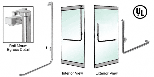 C.R. Laurence CRL Polished Stainless Right Hand Double Swing Rail Mount Keyed Access &quot;B&quot; Exterior Top Securing Electronic Egress Control Handle | EG100B1RKPS