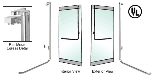 C.R. Laurence CRL Polished Stainless Right Hand Double Swing Rail Mount Keyed Access Exterior Top Securing Electronic Egress Control Handle | EG100D1RKPS