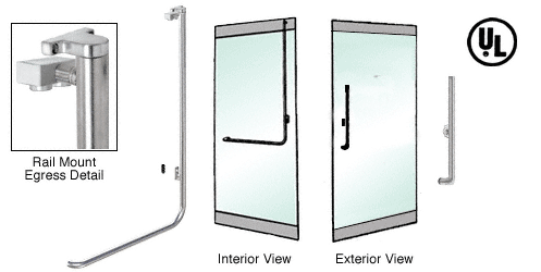 C.R. Laurence CRL Polished Stainless Right Hand Double Swing Rail Mount Keyed Access &quot;H&quot; Exterior Top Securing Electronic Egress Control Handle | EG100H1RKPS