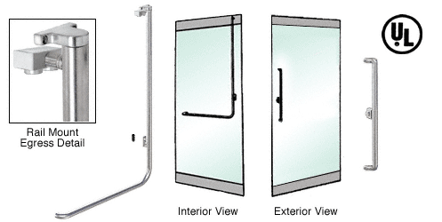C.R. Laurence CRL Polished Stainless Right Hand Reverse Swing Rail Mount Keyed Access &quot;X&quot; Exterior Top Securing Electronic Egress Control Handle | EG100X3RKPS
