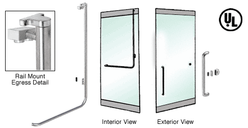 C.R. Laurence CRL Polished Stainless Right Hand Double Swing Rail Mount Keyed Access &quot;Y&quot; Exterior Top Securing Electronic Egress Control Handle | EG100Y1RKPS