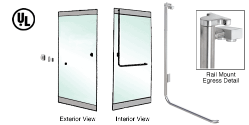 C.R. Laurence CRL Brushed Stainless Left Hand Reverse Swing Rail Mount Keyed Access &quot;Z&quot; Exterior Top Securing Electronic Egress Control Handle | EG100Z4RKBS