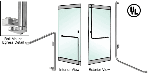 C.R. Laurence CRL Polished Stainless Right Hand Reverse Swing Rail Mount Keyed Access Exterior Bottom Securing Electronic Egress Control Handle | EG110D3RKPS