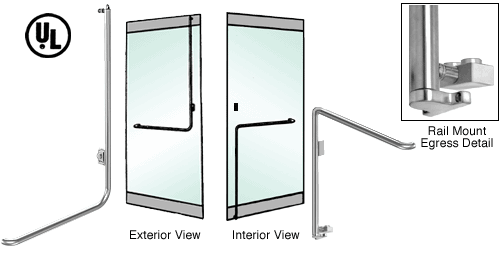 C.R. Laurence CRL Polished Stainless Left Hand Reverse Swing Rail Mount Keyed Access Exterior Bottom Securing Electronic Egress Control Handle | EG110D4RKPS