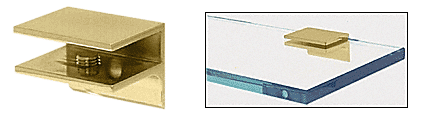 C.R. Laurence CRL Brass Finish Solid Brass Square Glass Shelf Clamp with Support Leg | EH134