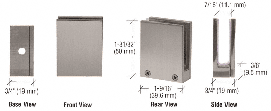 CRL Brushed Nickel Face Plate Glass Clamp for 1/4&quot; to 3/8&quot; Glass  | EH13