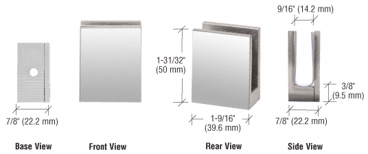CRL Chrome Face Plate Glass Clamp for 3/8&quot; to 1/2&quot; Glass  | EH16