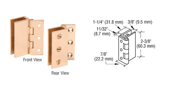 C.R. Laurence CRL Brass Finish Large Wall Mount Set Screw Hinge - Package | EH170