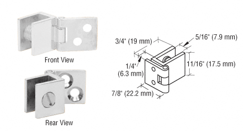 C.R. Laurence CRL Chrome Finish Small Wall Mount Hinges - Package | EH176