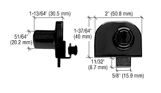 C.R. Laurence CRL Black Chrome Double Glass Door Lock | EH214