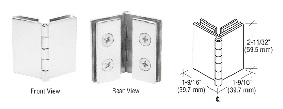 C.R. Laurence CRL Chrome Finish Double Glass-to-Glass 90 Degree Return Hinge - Package | EH254