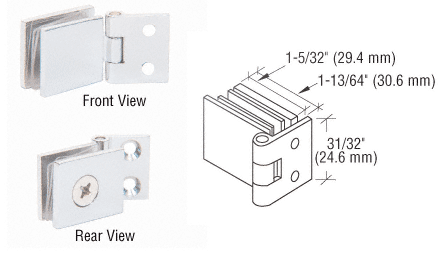 C.R. Laurence CRL Chrome Single Wall-to-Glass Hinges - Package | EH262