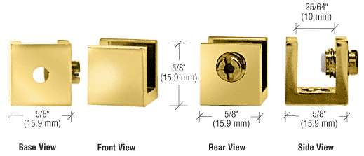 CRL Brass Small Set Screw Glass Shelf Clamp for 1/4&quot; to 5/16&quot; Glass - Package of 10 | EH28