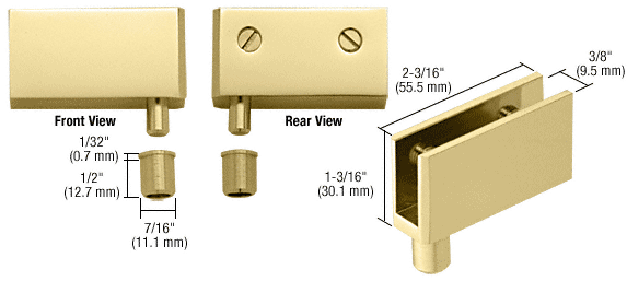 C.R. Laurence CRL Brass  Wide Glass Door Pivot Hinge - Package | EH326