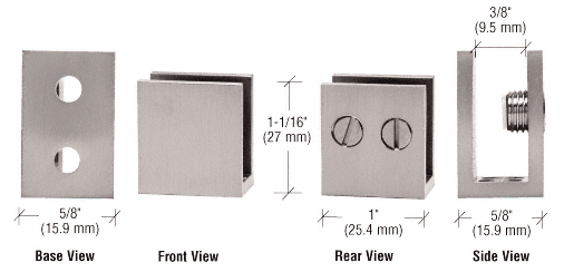 CRL Brushed Nickel Large Set Screw Glass Shelf Clamp For 1/4&quot; to 5/16&quot; Glass  | EH35
