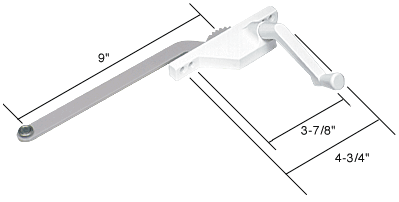 C.R. Laurence CRL Casement Window Operator, 9&quot; Arm, Face Mount, Right Hand, White | EP23019
