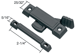 Black Window Sash Lock; 2-1/4&quot; Screw Holes; 7/16&quot; Latch Projection - Bulk Pack | F2532B | F2532B