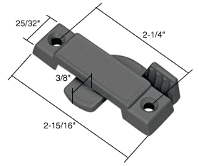 Black Sliding Window Lock; 2-1/4&quot; Screw Holes 3/8&quot; Latch Projection - Bulk Pack | F2589B | F2589B