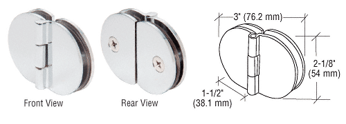 C.R. Laurence CRL Chrome 180 Degree Glass-to-Glass Cabinet Hinge - Package | FA180CH
