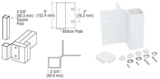 C.R. Laurence CRL Sky White 90 Degree Fascia Mounted Bracket | FB2W