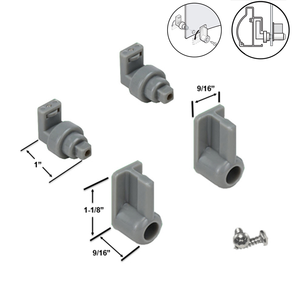 Gray Plastic Frameless Sliding Curved Glass Shower Door Lower Guide Support Brackets | FSCG